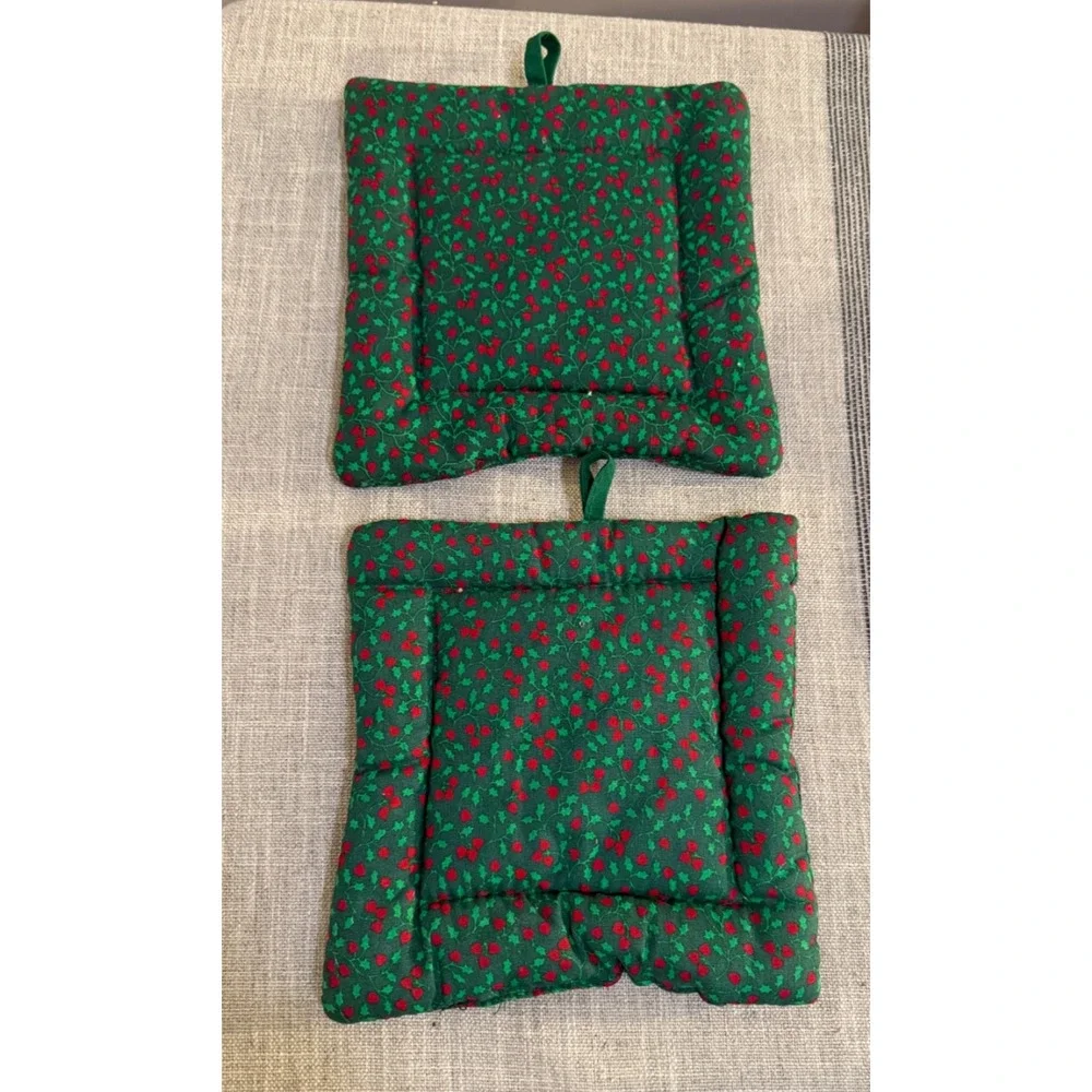 🎄 Vintage CSC Christmas Pot Holders Set of 2 | Carousel Horse | 7” x 7” Quil